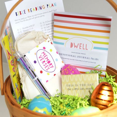 Easter Baskets Filled with Truth - Muscadine Press Christ Centered Easter Basket, Christian Easter Basket, Encouraging Gifts, Christian Easter Gifts, Christ Centered Easter, Kids Gift Baskets, Prayer Journals, Verse Cards, Devotional Journal