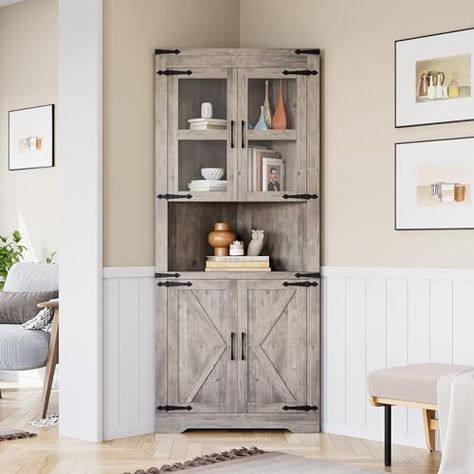 Farmhouse Corner Cabinet, Bathroom Corner Cabinet, Tall Corner Cabinet, Corner Bar Cabinet, White Bathroom Storage, Bathroom Floor Storage Cabinet, Tall Bathroom Storage, Corner Storage Cabinet, Bathroom Floor Storage