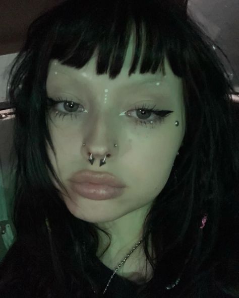 Central Eyebrow Piercing, Paired Nostril Piercing, Double Nostril And Septum Piercing, Both Nostrils Pierced, Septum And Nostril Piercing, Alt Piercings, Double Septum, Double Nostril, Alt Egirl