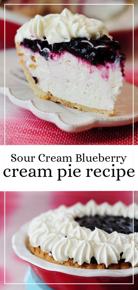 Marie Calendars Double Cream Blueberry Pie, Double Cream Blueberry Pie, Berry Cream Pie Recipes, Deliciously Bold Blueberry Cream Pie, Huckleberry Cream Pie, Best Cream Pie Recipes, Blueberry Cream Cheese Pie Recipe, Fruit Cream Pie, Sour Cream Pie Recipes