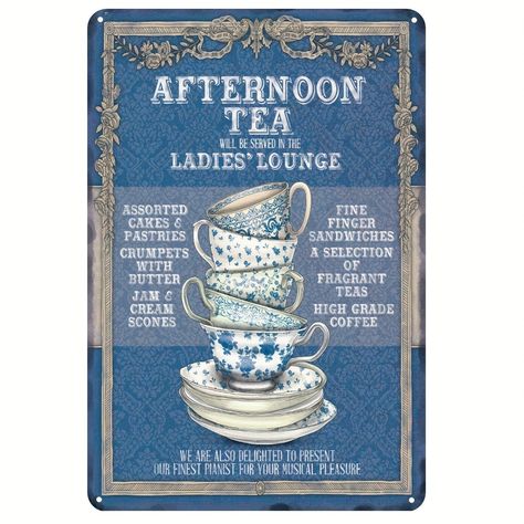 Faster shipping. Better service Butter Tea, Tea Lounge, Bar Coffee, Metal Wall Sign, Vintage Poster Art, Cups And Saucers, Vintage Metal Signs, Vintage Tee, Kitchen Wall Decor