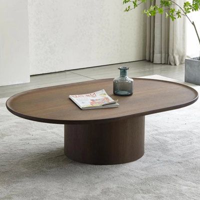 The unique aesthetic shape of simple and smooth lines, the collision of colors and materials, instantly stand out and become the visual focus of the living room | Wildon Home® Italian minimalist small apartment coffee table Brown 13.78 x 47.24 x 31.5 in, Wood | C110464272 | Wayfair Canada Apartment Coffee Table, Minimalist Small Apartment, Small Apartment Coffee Table, Aesthetic Shape, Indian Room, Indian Room Decor, Coffee Table Brown, Oval Coffee Table, Oval Coffee Tables