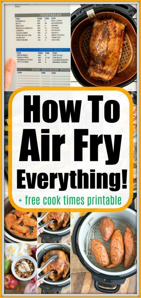 Pin by Brittany Sims  | How to air fry everything! Large Air Fryer, Meat Meals, Air Fryer Cooking Times, Cooks Air Fryer, Air Fried Food, Air Fryer Oven Recipes, Airfryer Recipes, Air Fry Recipes, Best Air Fryers