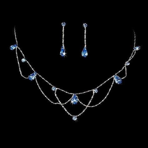 Bride's jewelry Prom Jewelry Sets, Light Blue Necklace, Blue Jewelry Set, Rhinestone Jewelry Set, Crystal Wedding Jewelry, Magical Jewelry, Prom Jewelry, Fancy Jewelry, Blue Jewelry