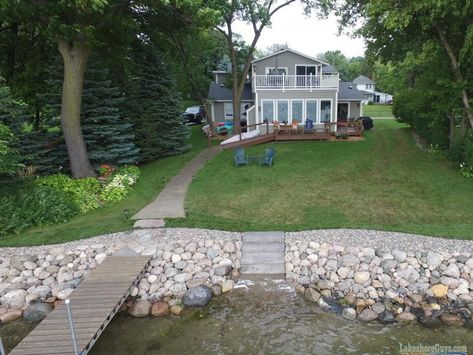 Riprap Shoreline, Shoreline Ideas, Shoreline Restoration, Lake Landscaping, Front Landscape, Lake Retreat, Lake Dock, Lakes In California, Front Yards