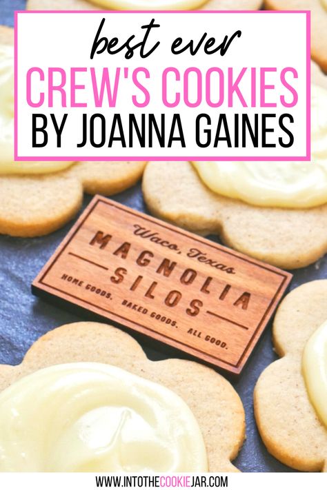 These Joanna Gaines sugar cookies, known as Crew Cookies, are super delicious and made with a hint of cinnamon. Learn how to make these Joanna Gaines cookies and feel like you're at the Silos when you're in your own kitchen. This Joanna Gaines sugar cookie recipe is top notch! Crews Cookies Joanna Gaines, Syrian Donuts Joanna Gaines, Joanna Gaines Recipes Cookies, Churro Cookies Joanna Gaines, Joanna Gaines Churro Cookies, Ranger Cookies Joanna Gaines, Silo Cookies Joanna Gaines, Joanna Gaines Cookies, Joanna Gaines Farmhouse Recipes