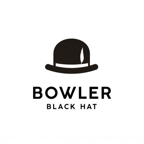 Vintage black bowler hat with feather lo... | Premium Vector #Freepik #vector #logo #vintage #people #design Logo Vin, Hat Logo Design, Black Bowler Hat, Logomark Design, Feather Icon, Feather Logo, Vintage People, Fresh Logo, People Design