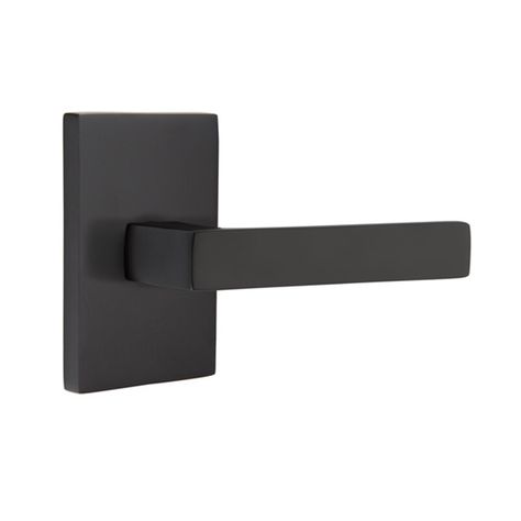 Emtek Privacy Dumont Lever with Modern Rectangular Rose | Wayfair.ca Black Interior Door Knobs, Farmhouse Molding, Black Interior Door, Modern Door Hardware, Black Door Knobs, Bathroom Door Handles, Interior Door Hardware, Privacy Bed, Interior Door Knobs