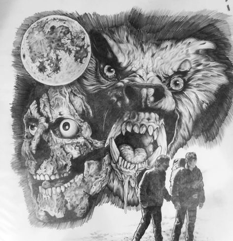 American Werewolf In London Wolf, American Werewolf In London Tattoo, Ware Wolf, Halloween Core, Werewolf Drawing, An American Werewolf In London, Werewolf In London, American Werewolf In London, Spooky Movies