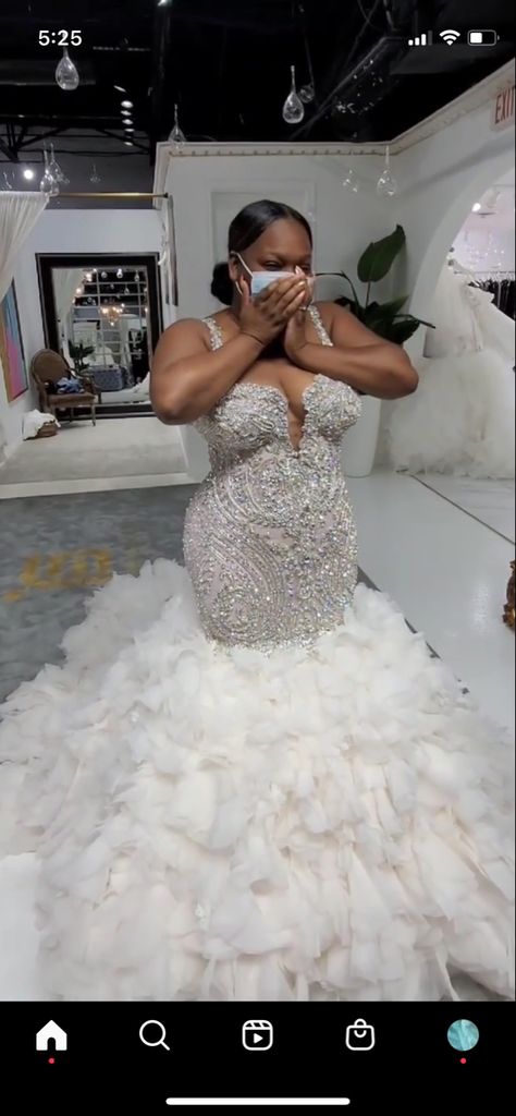 Diamond Wedding Dress Bling Sparkle, Mermaid Style Wedding Dresses With Bling, Custom Wedding Dress Black Women, Blinged Out Wedding Dresses, Mermaid Wedding Dress Bling, White Wedding Dresses Black Women, Wedding Dresses Bling Sparkle, Mermaid Wedding Dress Black Bride, Black People Wedding Dresses