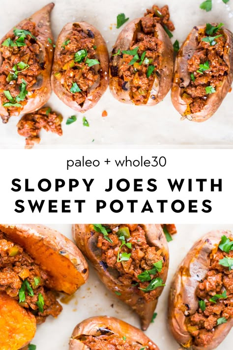 Unique Whole 30 Recipes, Tortilla Salat, Paleo Sloppy Joes, Healthy Sloppy Joes, Tattoos Masculinas, Med Diet, Stuffed Sweet Potatoes, Whole30 Dinners, Whole 30 Diet