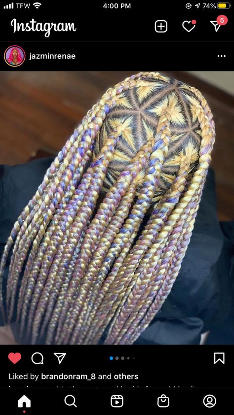 Blonde Cornrows, Pink Knotless Braids, Pink Knotless, Knotless Braids With Color, Braids With Color, Large Knotless, Ladies Hairstyles, Unique Braids, Cute Box Braids