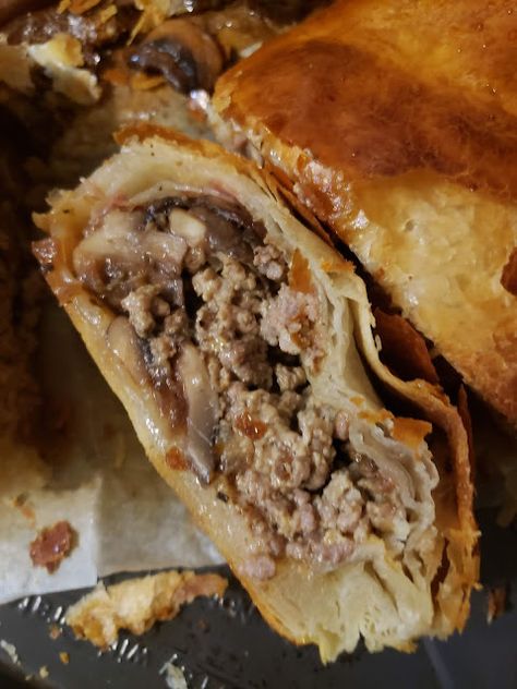 Ground Beef Wellington | Nik Snacks - Nik Snacks Homemade Beef Wellington, Meatloaf Wellington, Ground Beef Wellington Recipe, Ground Beef Wellington, Wellington Recipe, Beef Wraps, Fancy Date, Beef Wellington Recipe, Fancy Date Night