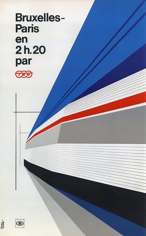 TEE Brussels-Paris poster, 1968 | André Pasture, NMBS Posters Conception Graphique, Mises En Page Design Graphique, Train Illustration, Vintage Airline Posters, Train Posters, Transportation Poster, 타이포그래피 포스터 디자인, Paris Poster, Railway Posters