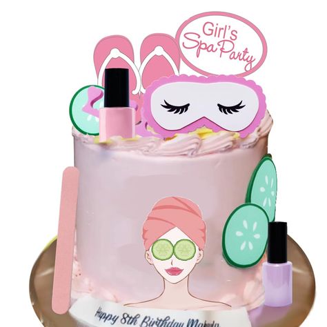 PRICES MAY VARY. Package: Eye mask nail gel set cucumber slippers spa girl Spa Cake Topper with Eye Mask for Girl Spa Pamper party Spa Cake Topper with Eye Mask for Girl Spa Pamper party Spa Party Cake, Spa Themed Birthday Party, Spa Birthday Cake, Sleepover Cake, Spa Cake, 12th Birthday Cake, Spa Girl, Towel Cake