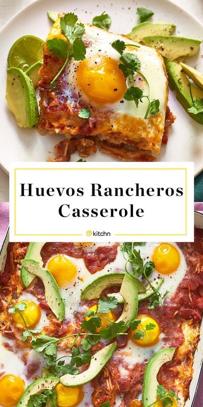 Brunch Meals At Home, Chilequilles Casserole, Mexican Brunch Recipes, Huevos Rancheros Casserole, Breakfast Recipes For A Crowd, Breakfast Ideas For A Crowd, Huevos Rancheros Recipe, Recipes For A Crowd, Breakfast For A Crowd