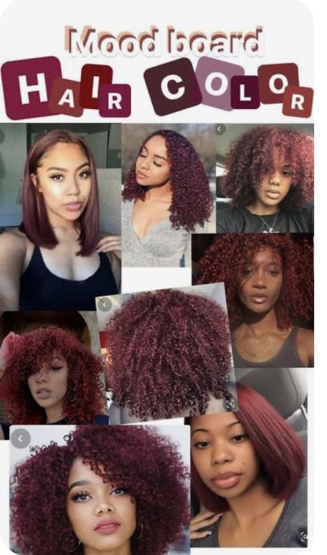 Black Natural Hair Dyed, Auburn Curly Hair Natural, Hair Colour Ideas For Black Curly Hair, Auburn Hair Color On Natural Hair, Hair Dye Idea For Black Hair, Morron Hair Color, Red Hair Ideas Curly Hair, Hair Color Ideas For Black Natural Hair, Shades Of Red Hair On Black Women