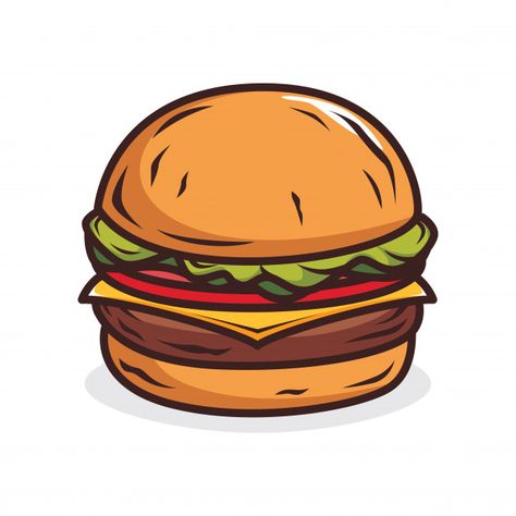 Burger illustration Premium Vector | Premium Vector #Freepik #vector #background #logo #food #design Burger Illustration, Premium Vector, Graphic Resources, Cheese