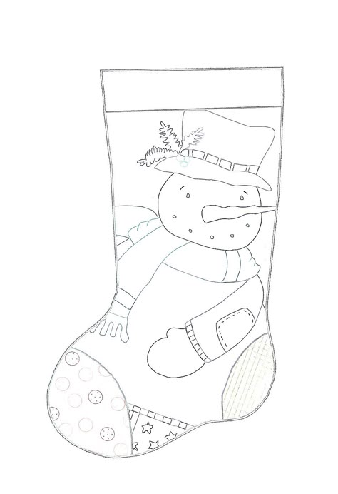 Stocking Pattern with Snowman Applique Snowman Christmas Stocking Pattern, Christmas Socks Printable, Felt Stocking Patterns, Snowman Applique Patterns Free, Santa Applique Pattern Free, Felt Christmas Stocking Pattern, Pattern For Christmas Stocking, Applique Patterns Free Printable, Printable Christmas Stocking Pattern