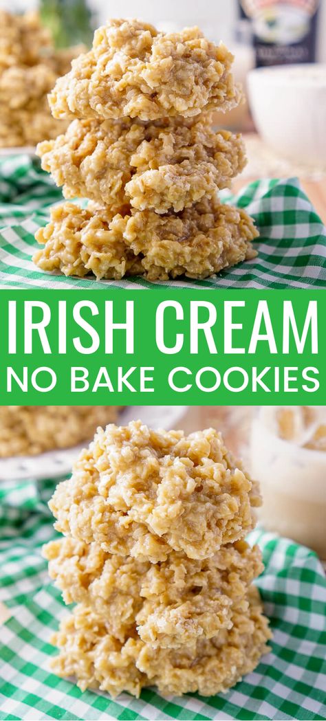 Irish Cookies, Best No Bake Cookies, Easy No Bake Cookies, Irish Desserts, Classic Cookies Recipes, Peanut Butter No Bake, Boozy Desserts, Baking Recipes Cookies, Sugar Cookie Recipe