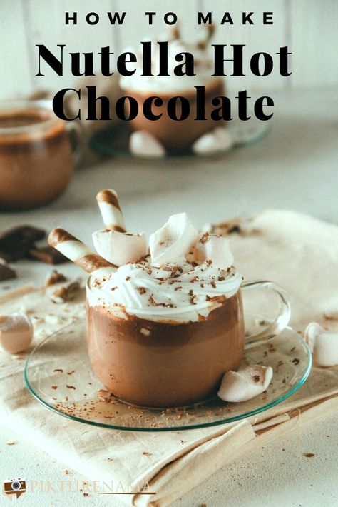 How to make Nutella Hot Chocolate -1 How To Make Nutella, Best Hot Chocolate Recipes, Nutella Hot Chocolate, Chocolate Nutella, Chocolate Sprinkles, Chocolate Caliente, Hot Chocolate Bars, Pumpkin Spice Cupcakes, Winter Drinks