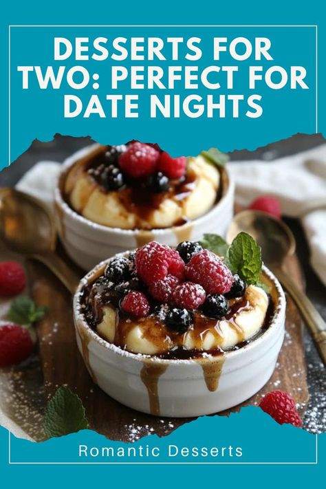 Satisfy your sweet tooth with these simple desserts for two! Perfect for sharing on a cozy evening. 🥂 #SweetForTwo #RomanticDesserts #PerfectForSharing #DateNightIn Two Serving Desserts, Romantic Desserts For Two Easy, Anniversary Dessert Ideas, Date Night Desserts, Desserts For 2, Romantic Desserts For Two, Weeknight Desserts, Desserts For Two, Anniversary Dessert