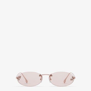 Oval Fendi First Crystal glasses with a rose-gold coloured rimless metal structure. Pink lenses with micro F in crystals. Adjustable nose pads. Made in Italy. One Size Pink Fendi, Fendi First, Fendi Glasses, Pink Lenses, Crystal Sunglasses, Crystal Glasses, Shoulder Strap Bag, Travel Bags For Women, Pink Sunglasses