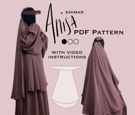 Sewing Pattern Khimar ANISA - Etsy Hijab Sewing Pattern, Abaya Sewing Pattern, Patron Abaya, Abaya Pattern Sewing, Hijab Pic, Abaya Pattern, Making Patterns, Dress Making Patterns, Clothes Sewing