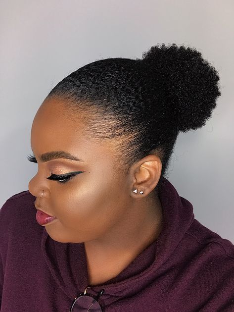 @JoyNavon on Instagram & YouTube How To: Sleek Bun/Puff on 4C Natural Hair Sleek Bun 4c Hair, Packing Gel Hairstyle For Natural Hair, Ponytails Ideas, Natural Bun Hairstyles, Sleek Bun Hairstyles, Black Hair Bun, Braided Twist, Halo Braids, Curly Bun Hairstyles