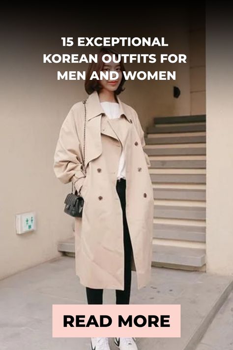 Stylish person in a beige trench coat over a white outfit, exemplifying Korean fashion trends for a feature on exceptional Korean outfits. Korean Fashion 40 Year Old, Korean Outfits For Men, South Korean Fashion, Outfits 30s, Korean Clothing Brands, Korean Winter, K Dramas, Outfits For Men, Fashion Business Casual