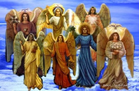 Los Ángeles están aquí para ayudarnos a elevar nuestra amante comprensión y se vinculan con nosotros en el plano mas alto en el que po... 7 Archangels, Angel Protector, Seraph Angel, Seven Archangels, Archangel Uriel, Angel Tarot Cards, Angel Readings, Angel Tarot, Angel Prayers