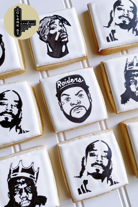 90s Hip Hop Cookies, Snoop Dog Party Theme, Hip Hop Cookies, Tupac Cake, Snoop Tupac, Tupac Party, 90s Cookies, Hip Hop Birthday Party, Gangster Party