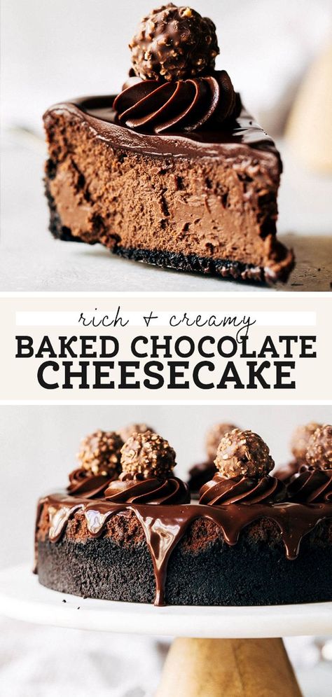 Baked Chocolate Cheesecake, Freeze Cheese, Best Chocolate Cheesecake, Double Chocolate Cheesecake, Chocolate Cheesecake Recipe, Triple Chocolate Cheesecake, No Bake Chocolate Cheesecake, Chocolate Cheesecake Recipes, Cheesecake Chocolate