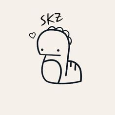 Simple Skz Drawings, Stray Kids Drawings Sketch, Skz Tattoos Ideas, Bangchan Dinosaur Drawing, Easy Skz Drawing, Skz Doodles Easy, Tattoo Ideas Stray Kids, Skz Sweater, Skz Inspired Tattoos