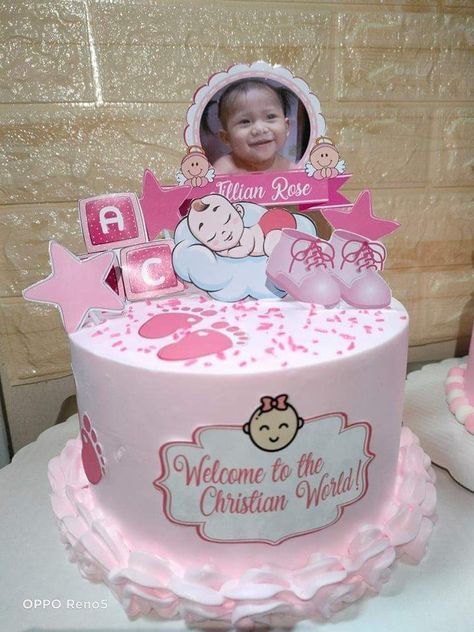 Baptismal Cake Girl, Christening Cake Girl, Christening Cake Designs, Christening Cake Girls, Baptism Cake Girl, 1st Year Cake, Nice Cakes, Cake Designs For Girl