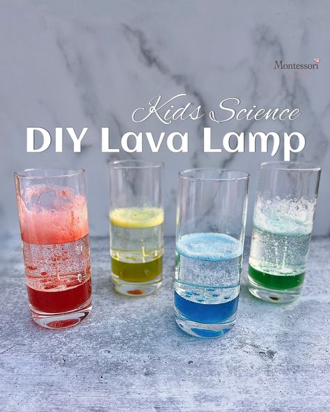 Kids Science experiment on how to make a homemade colorful DIY Lava Lamp without alka seltzer + Video Tutorial is included. Lava Lamp Without Alka Seltzer, Lava Lamp For Kids, Diy Lava Lamp, Lava Lamp Experiment, Kids Science Experiment, Homemade Lava Lamp, Alka Seltzer, Montessori Homeschool, Kid Experiments