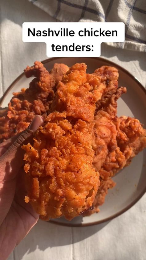 KFC Nashville Hot tenders 🔥 #nashvillehotchicken #nashvillechickentenders #chickentenders #foryou #fyp #foryoupage #trending #food #recipe #foodtok Nashville Chicken Tenders, Nashville Chicken, Nashville Hot, Tasty Recipes Videos, Makanan Diet, Läcker Mat, Think Food, Delicious Snacks Recipes, Deilig Mat