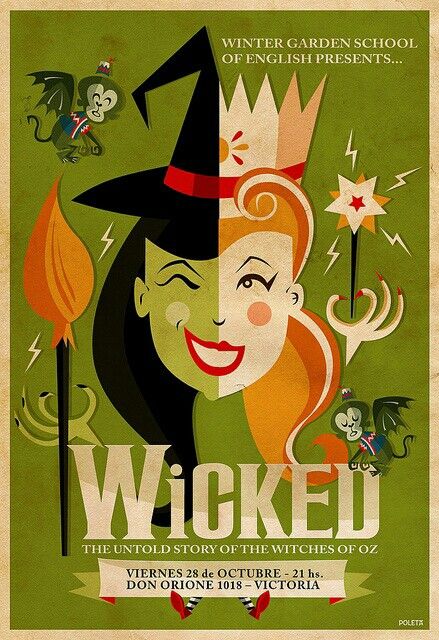 Wicked Wicked Musical Poster, Musical Posters Broadway, Wicked Musical Aesthetic, Poster Teater, Wicked Poster, Theater Aesthetic, Lover Illustration, Wicked Broadway, Wicked Art