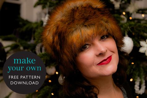 Make your own Zhivago-inspired fur hat: FREE pattern download Russian Hat Pattern, Diy Fur Hat Patterns, Fur Hat Pattern, Russian Hats, Rabbit Hide, Fur Mitten, Rabbit Fur Hat, Sewing Hats, Russian Hat