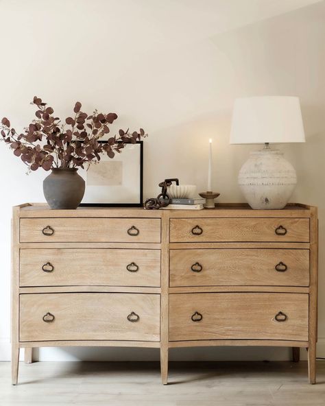 Bedroom Chest Of Drawers Styling, Chest Of Drawers Styling, Chest Of Drawers Decor, Chest Of Drawers Tv, Chest Decor, Double Chest Of Drawers, Living Room Chest, Drawer Decor, Kitchen Decor Lighting