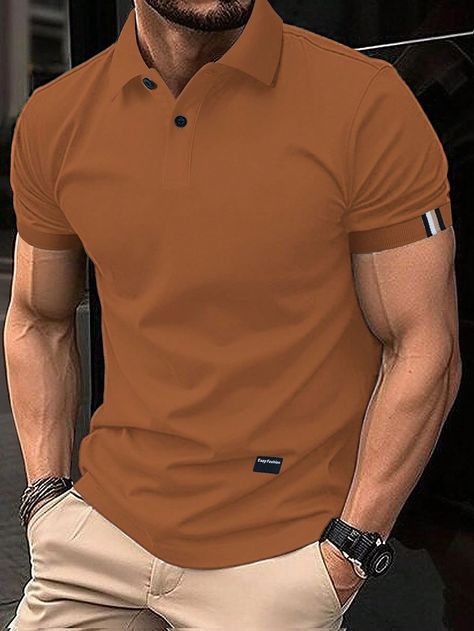 Brown Polo Shirt Men Outfit, Men’s Short Sleeve Button Up, Collar T Shirts Men, Mens Pants Fashion Casual, Polo T Shirt Design, Polo T Shirts For Men, Polo Tshirts, Stylish Shirts Men, Polo Shirt Outfits