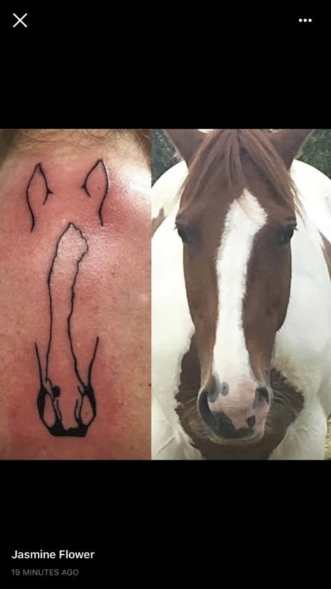 Horse Tattoo Remembrance, Tattoo Ideas For Horses, Half Horse Face Tattoo, Simple Horse Related Tattoos, Thoroughbred Tattoo Ideas, Horse Tattoo With Name, Tattoo Ideas Equestrian, Personalized Horse Tattoo, Small Horse Tattoo Ideas