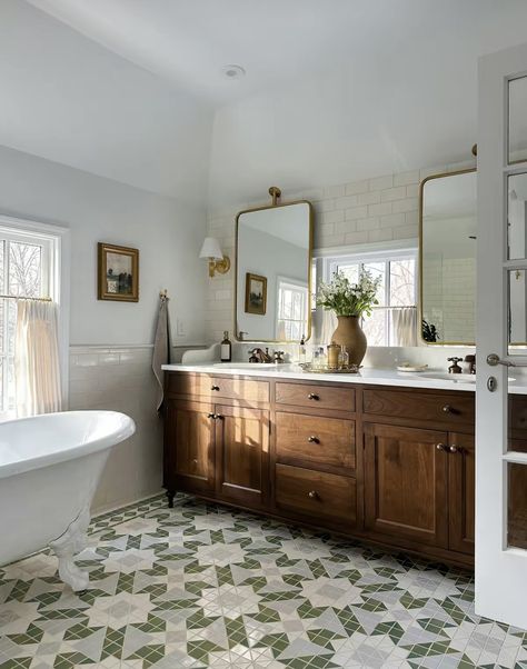 Custom Tile Design, Narrow Living Room, Sleeping Porch, Unique Farmhouse, Ensuite Bathroom, En Suite Bathroom, Farmhouse Bathroom, Bathroom Renovation, Bathroom Inspiration