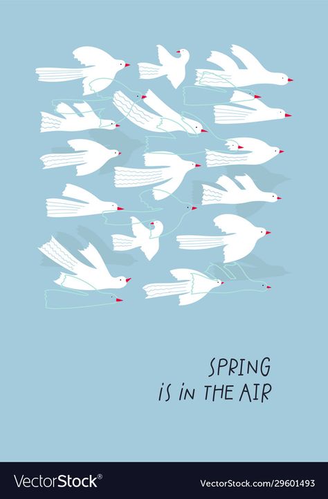 Flock Of Birds Illustration, Birds Flying Illustration, Bird Flying Illustration, Weather Illustration, Leo Club, Bird Vector, Illustration Lettering, Mini Project, Spring Illustration