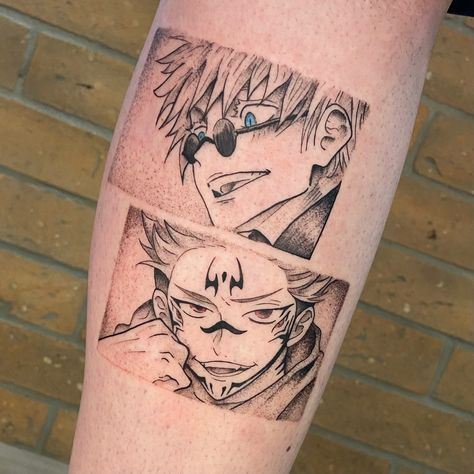 Manga Tattoo Small, Gojo Tattoo Designs Small, Satosugu Tattoo Ideas, Gojo And Getou Tattoo, Anime Small Tattoo Ideas, Toji Tattoo Ideas, Jujutsu Kaisen Tattoo Ideas Gojo, Jjk Tattoo Ideas Small, Gojo Satoru Tattoo Ideas