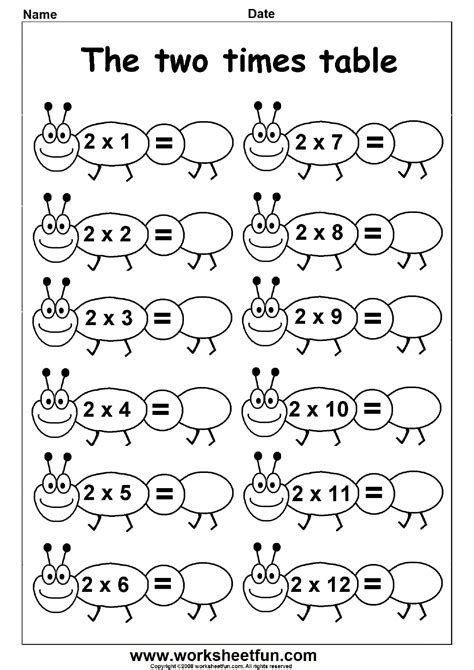 math addition worksheets for kindergarten 7 Times Tables, 2 Times Table Worksheet, Multiplication Table For Kids, 2 Times Table, Times Tables Worksheets, Table Worksheet, Multiplication Times Tables, Multiplication Facts Worksheets, Fun Math Worksheets