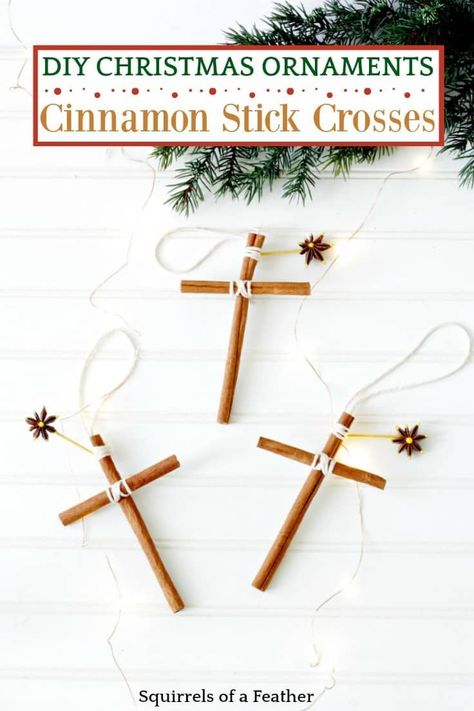 Find out how to make these beautiful homemade Christmas ornaments for your Christmas tree! These easy ornaments are made from cinnamon stick crosses with an anise star and smell totally amazing. It's a fun Christmas craft for kids to do! #diychristmas #christmas #kenarry Cinnamon Stick Christmas Ornaments, Cinnamon Stick Ornaments, Stick Christmas Ornaments, Christmas Ornaments Homemade Kids, Cinnamon Sticks Ornaments, Stick Ornaments, Cinnamon Sticks Christmas, Anise Star, Homemade Christmas Ornaments Diy