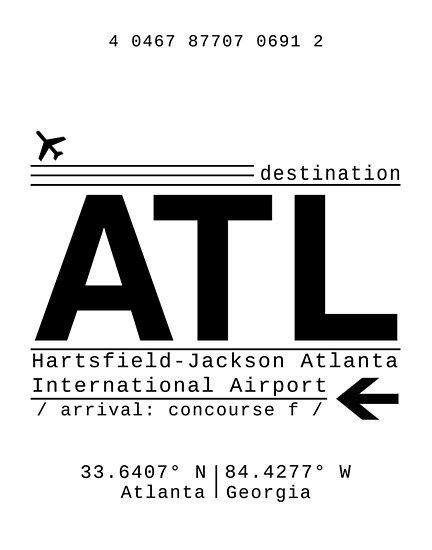 Atlanta Activities, Hartsfield–jackson Atlanta International Airport, Atl Georgia, Instagram Black Theme, Atlanta Art, Airplane Drawing, Black And White Stickers, Sneaker Art, Grafic Design