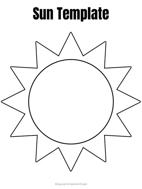 S Is For Sun Craft, Sun Catcher Templates Free Printable, Sun Felt Pattern, Space Templates Free Printable, Sun Printable Templates, Sun Craft For Preschoolers, Sun Name Craft, Sun Art For Preschoolers, Sunshine Template Free Printable