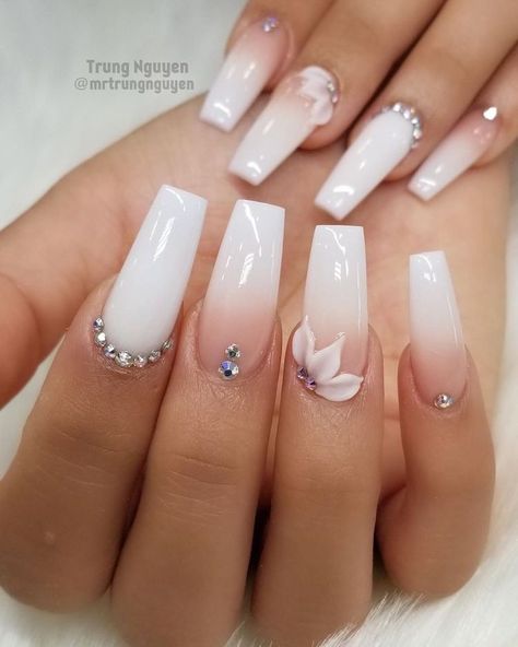 Cyclist Outfit, Ombre Acrylic, Ankara Fashion, Nails Design With Rhinestones, White Acrylic Nails, Cute Acrylic Nail Designs, Short Nail, Bride Nails, Acrylic Nails Coffin Short